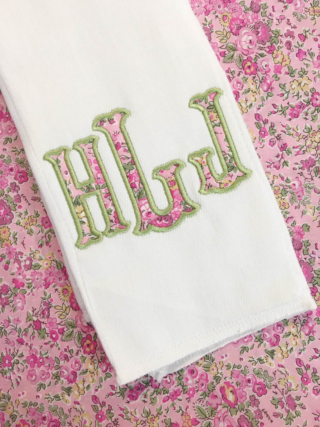 Applique Liberty Monogram Baby Burp Cloth or Bib - Etsy
