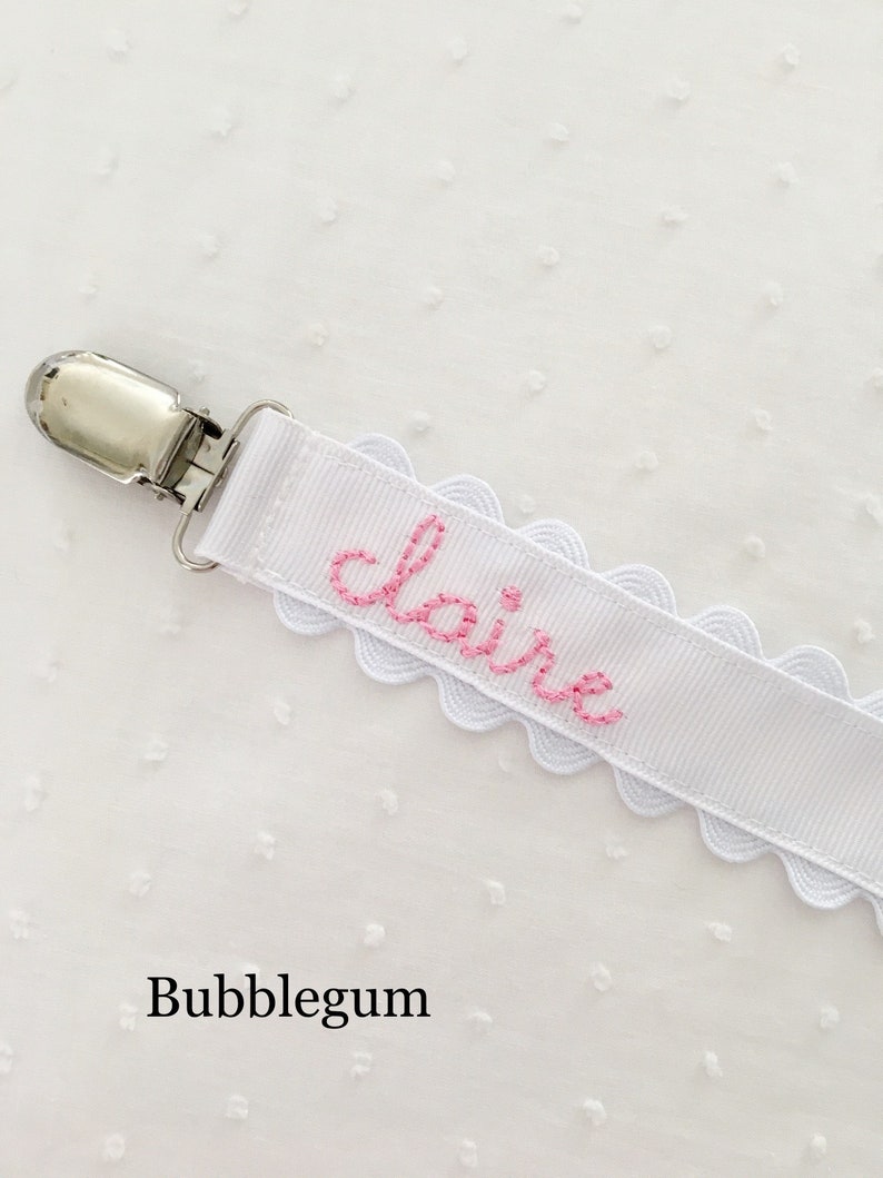 Monogrammed Pacifier Clip Holder Embroidered Name image 4