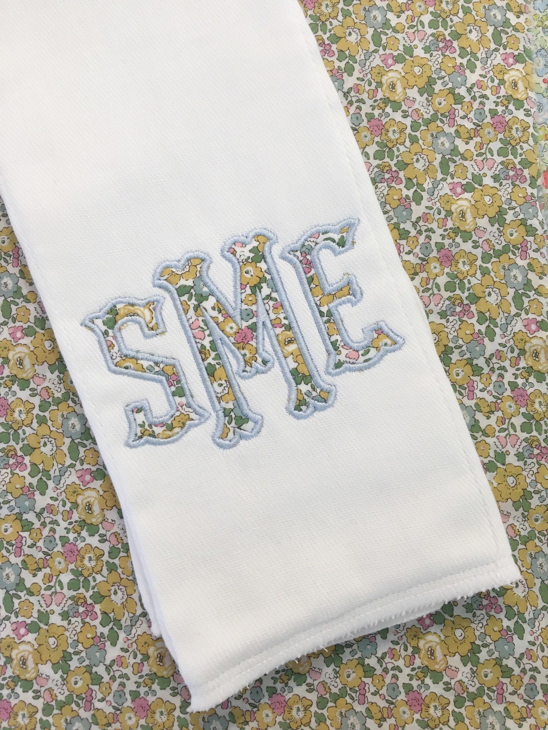 Applique Liberty Monogram Baby Burp Cloth or Bib - Etsy