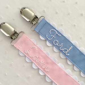 Monogrammed Pacifier Clip Holder Embroidered Name image 4