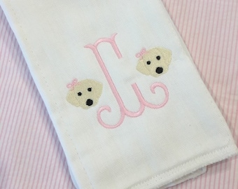 Monogrammed Puppy Dog Burp Cloth or Bib