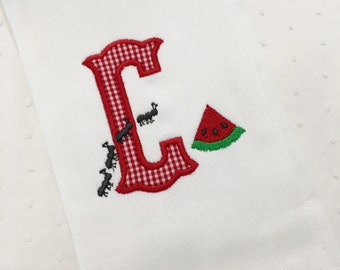 Watermelon Appliqué Burp Cloth or bib Embroidery