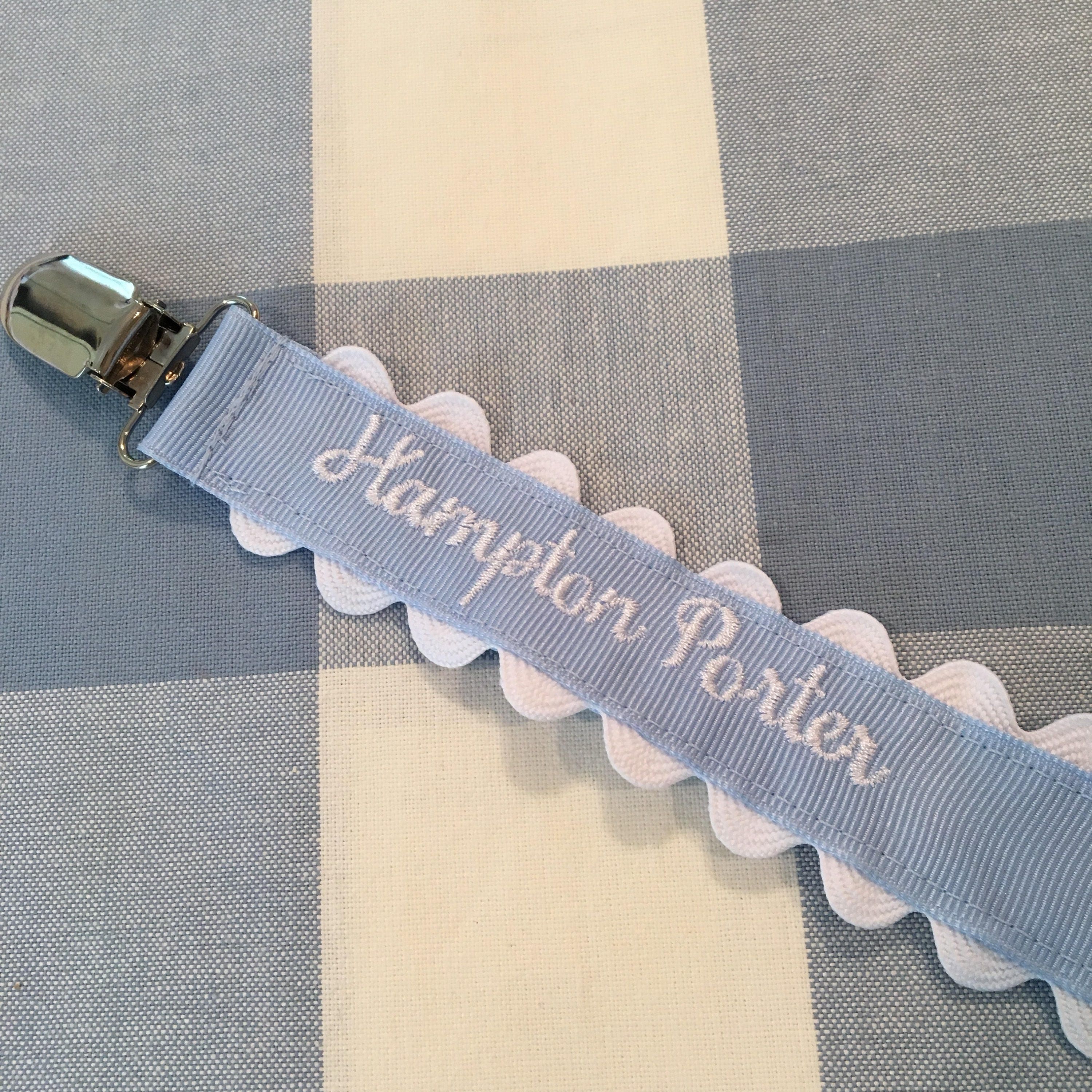 Monogrammed Pacifier Clip Holder Embroidered Name Personalized Etsy