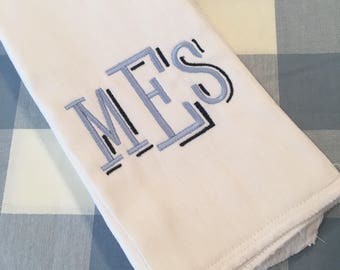 Monogrammed Burp Cloth or Bib Embroidered