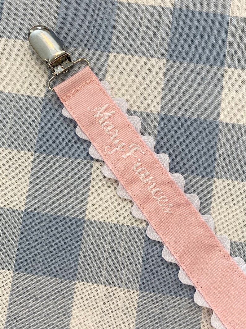 Monogrammed Pacifier Clip Holder Embroidered Name Personalized Etsy