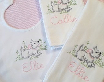 Monogrammed Dog Burp Cloth or Bib Embroidered