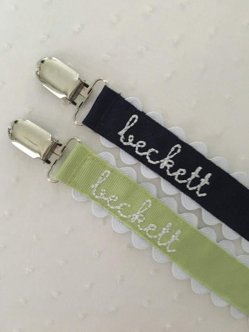 Monogrammed Pacifier Clip Holder Embroidered Name image 3