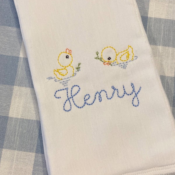 Monogrammed Duck Burp Cloth or Bib