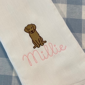 Cute Puppy Dog Monogrammed Burp Cloth