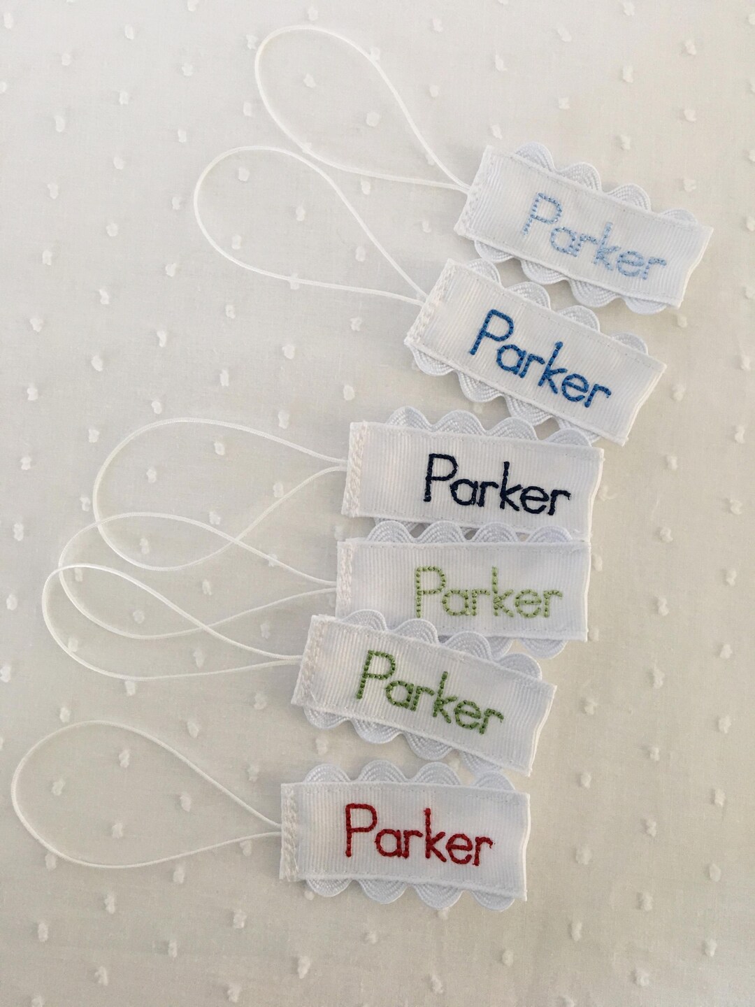 Ric Rac Monogrammed Pacifier Tag Embroidered Name Personalized No Clip ...