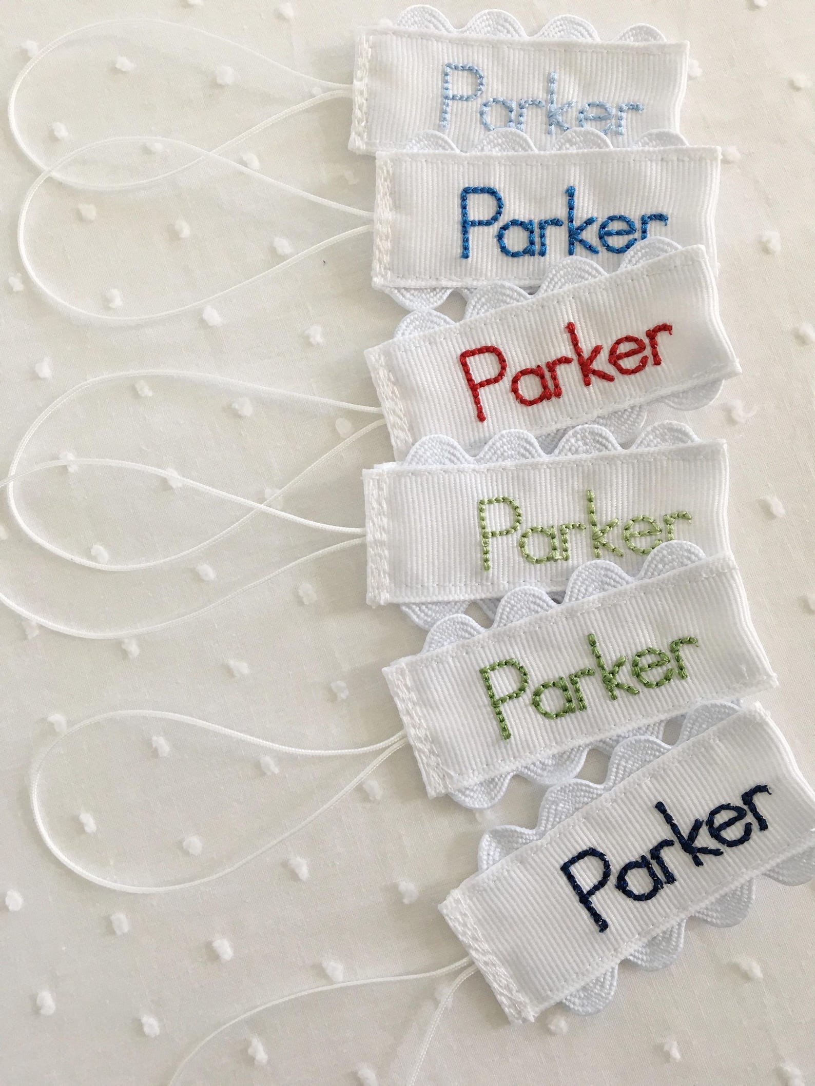 Ric Rac Monogrammed Pacifier Tag Embroidered Name Personalized No Clip ...