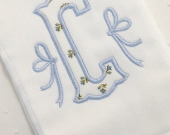 Appliqué Initial Monogram Burp Cloth or Bib