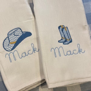 Monogrammed Cowboy Hat or Boot Burp Cloth