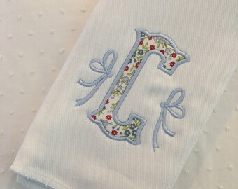 Appliqué Initial Monogram Burp Cloth or Bib