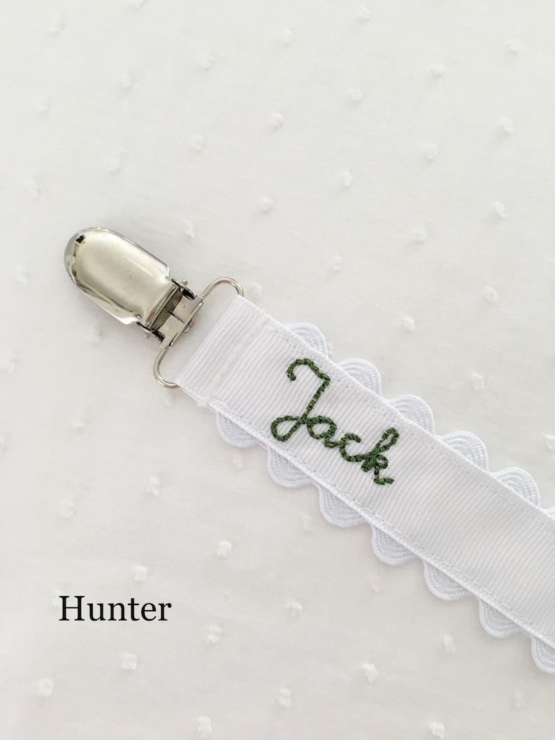 Monogrammed Pacifier Clip Holder Embroidered Name image 6