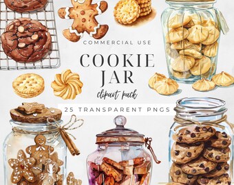 Cookie Jar Clipart, Cafe Menu, Biscotti Graphics, Biscuit Illustrations, Party Invitations, Commercial Use, Instant Download | CC044
