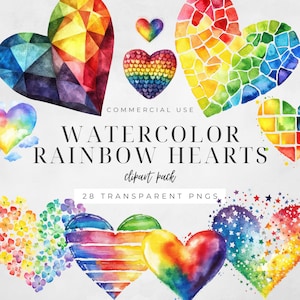 Coeur arc-en-ciel PNG, Clipart Saint-Valentin, carte de Saint Valentin, amour romantique, conception de mosaïque, graphique floral, Images LGBT, usage commercial | CC086