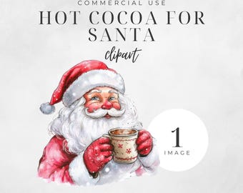 Santa Claus Cocoa Clip Art, Christmas PNG, Hot Chocolate Bomb Tag, Father Christmas Graphic, Winter Image, Commercial Use | CC042