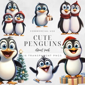 Süßer Pinguin Clipart, sofortiger digitaler Download, Winter Tiere, Weihnachtsgrafik, Kinderzimmer Bild, Winter Illustration, kommerzielle Nutzung | CC081