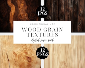 Wood Grain Digital Paper Pack, Timber Texture Background (JPG & PNG), Digital Download, Scrapbooking, Photo Backdrop, Commercial Use | CC024