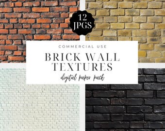Brick Wall Textures Digital Paper Pack, Photo Backdrop, Whitewashed Bricks Background, Scrapbooking, Junk Journal, Commercial Use | CC070
