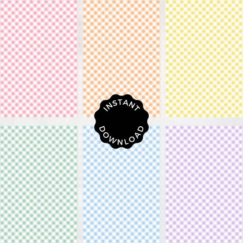 Pastel Gingham Digital Paper Pack, Pale Checkered Nursery Backgrounds ...