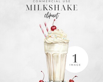 Vanilla Milkshake Clipart, Summer Party Invitation Graphic, Drinks Illustration, Instant Download, Commercial Use, Junk Journal | CC012