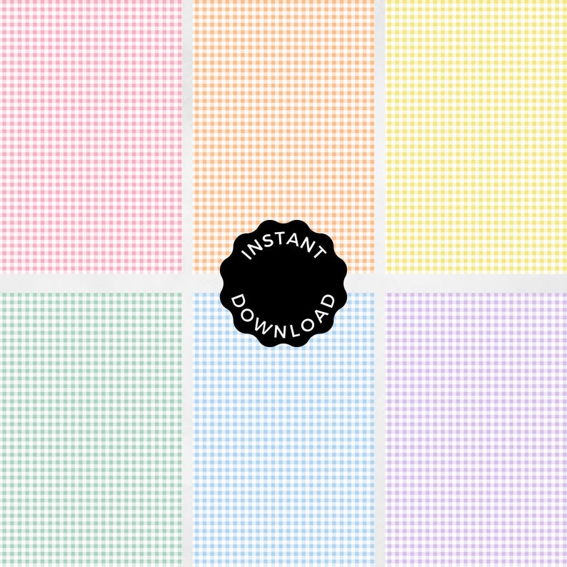 Pastel Gingham Digital Paper Pack, Pale Checkered Nursery Backgrounds ...