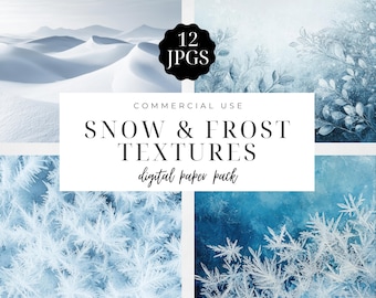 Sneeuwvorst textuur achtergronden, digitaal papierpakket, winterfoto achtergrond, ijssneeuwvlok, scrapbooking, junk journal, commercieel gebruik | CC050