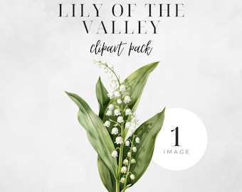 Lily of the Valley Watercolor Clipart, May Birth Flower PNG, Digital Download, Floral Illustration, Wedding Graphic  | CC001