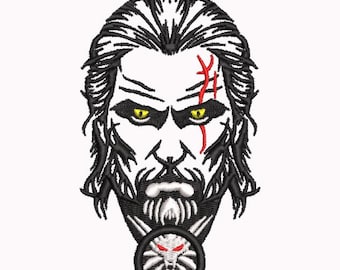 Desenho de bordado à máquina: Witcher/Geralt de Rivia/White Wolf/Wild Hunt