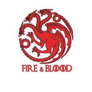 Broderimaskinfil: Eld och Blod-logotyp, Drake, GoT, HoD