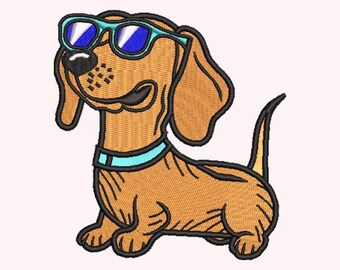 Dachshund Embroidery Design - Digital Download File for Machine Embroidery