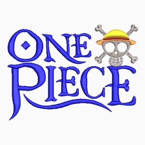 One Piece Inspired Embroidery Design – Big Name with Skull – Digital Machine Embroidery File