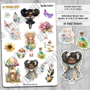 Spring Fairies |  Fairy, Fairytale, Spring Flowers Deco Stickers, Stickers, Planner Stickers | Sticker Sheet