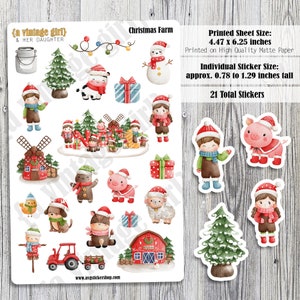 Christmas Farm // Christmas Stickers, Farm, Farm Stickers, Christmas Stickers, Planner Stickers | Sticker Sheet