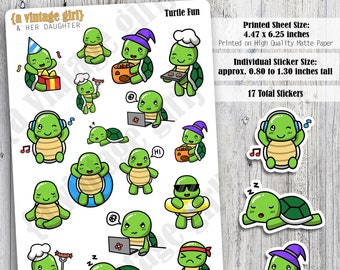 Turtle Fun // Turtle Stickers, Turtles, Cute Stickers, Fun, Kid Stickers | Sticker Sheet