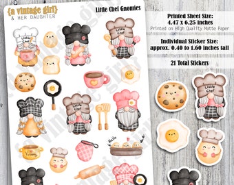 Little Chef Gnomies // Gnome Stickers, Gnomies, Gnome, Food, Cookies, Cooking, Baking, Chef | Sticker Sheet