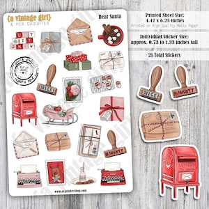 Dear Santa | Christmas Stickers, Santa, Jolly, Stickers, Deco Stickers, Holiday Stickers | Sticker Sheet