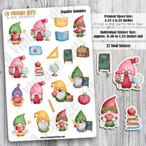 Teacher Gnomies // Gnome Stickers, Gnomies, Gnomes, Teacher, Chalkboard | Sticker Sheet