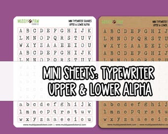 Mini Alpha Typewriter Squares  // Bullet Journal Stickers, Bujo Stickers, Typewriter Stickers, Alphabet Stickers //•MINI STICKER SHEET•\\