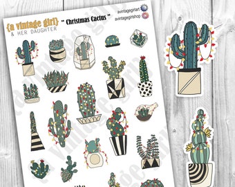 Christmas Cactus // Planner Stickers, Plant Stickers, Cactus Stickers, Plants, Christmas Plants, Christmas Stickers | Sticker Sheet