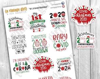 2020- It's A COVID Christmas // Christmas Stickers, Covid, Quarantine Stickers, COVID 19 | Sticker Sheet