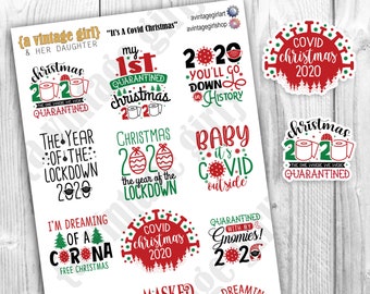 2020- It's A COVID Christmas // Christmas Stickers, Covid, Quarantine Stickers, COVID 19 | Sticker Sheet