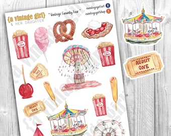 Vintage County Fair || Vintage Stickers, Card Stickers, County Fair, Fair, Ferris Wheel | Sticker Sheet