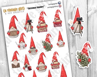 Christmas Gnomes // Gnome Stickers, Gnomes, Gnome Stickers, Holiday Stickers, Cute Stickers | Sticker Sheet