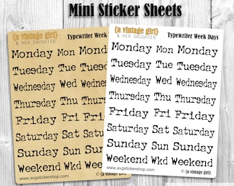 Typemachine Week Day Headers // Day Header Stickers, Week Day Stickers, Bullet Journal Stickers, Buju Stickers //•MINI STICKER SHEET•\\