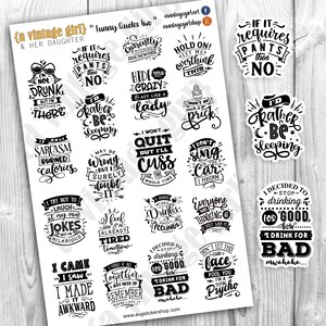 Funny Quotes Two // Planner Stickers, Stickers for Cards, Card Stickers, Funny Quotes, Quotes