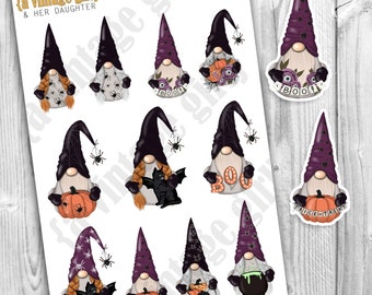 Gnomos de Halloween // Pegatinas Planificadoras, Pegatinas De Halloween, Pegatinas De Gnomos, Gnomos