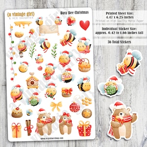 Busy Bee Christmas | Christmas Stickers, Santa, Bees, Stickers, Deco Stickers, Holiday Stickers | Sticker Sheet